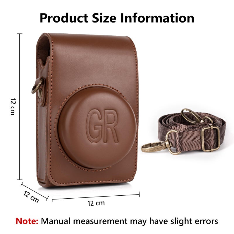 kinokoo Case for Ricoh GR/GR II/GR III/IIIx/GR IV Digital Camera, PU Leather GR GR II GR III GR III X GR IV Protective Cover with Shoulder Strap - Retro Style Easy Carrying Bag- Coffee - Image 3